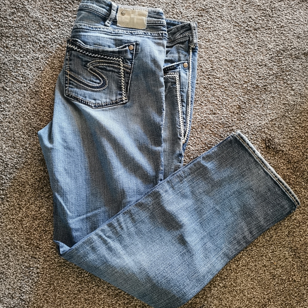 Silver Aiko Mid-Rise Straight jeans